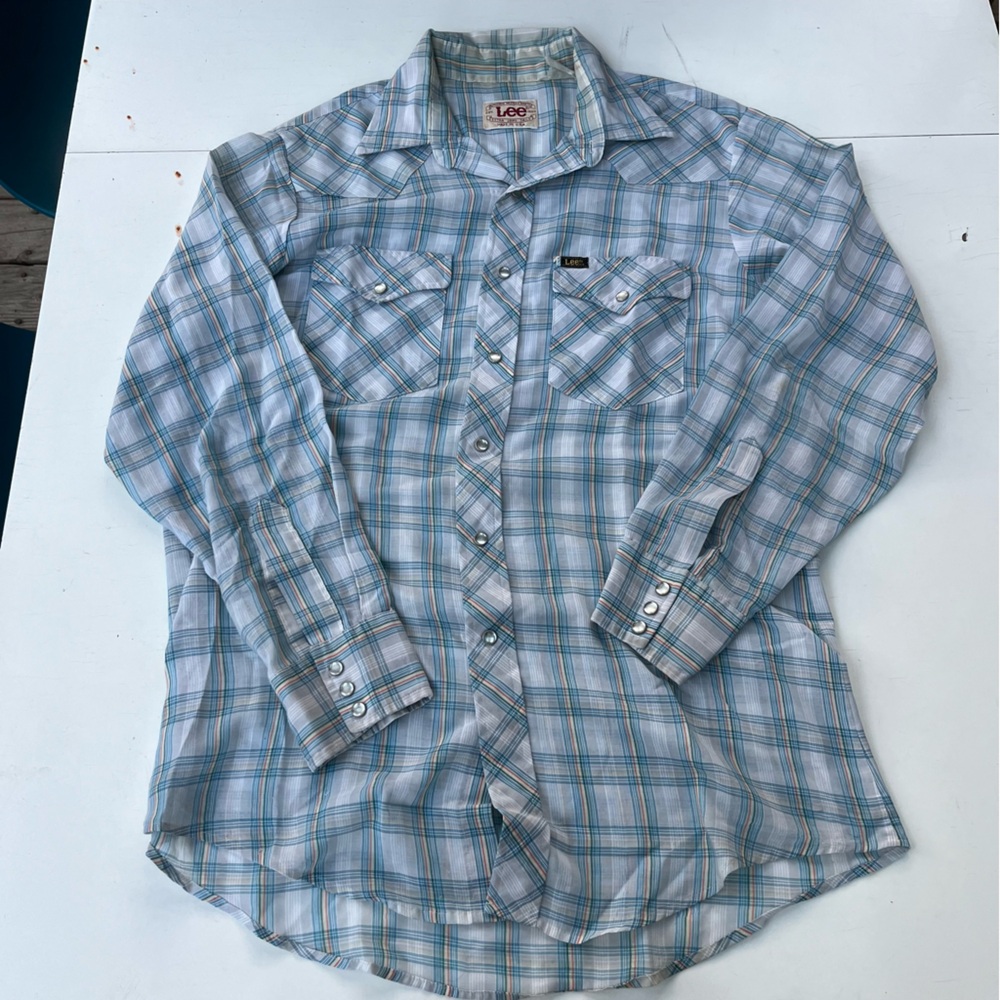 Vintage Lee western pearl snap plaid shirt, Men’s ~Large
